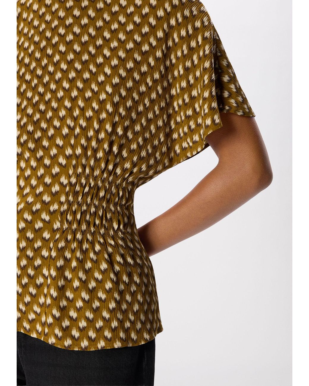 Whistles Multicolor Ikat Spot Shirred Blouse