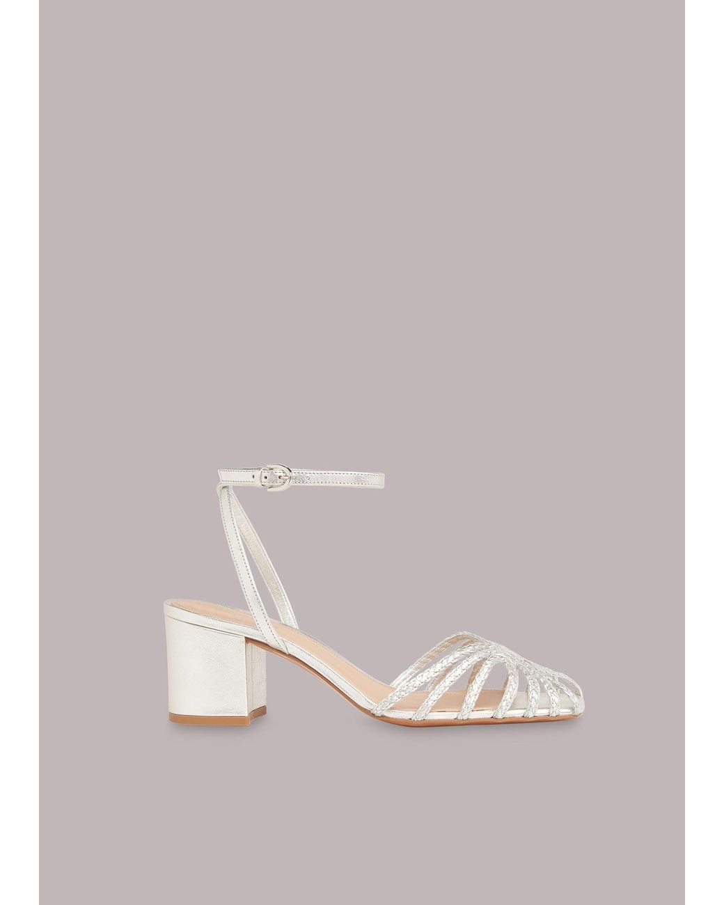 Whistles Pink Blakely Plaited Heel Sandal
