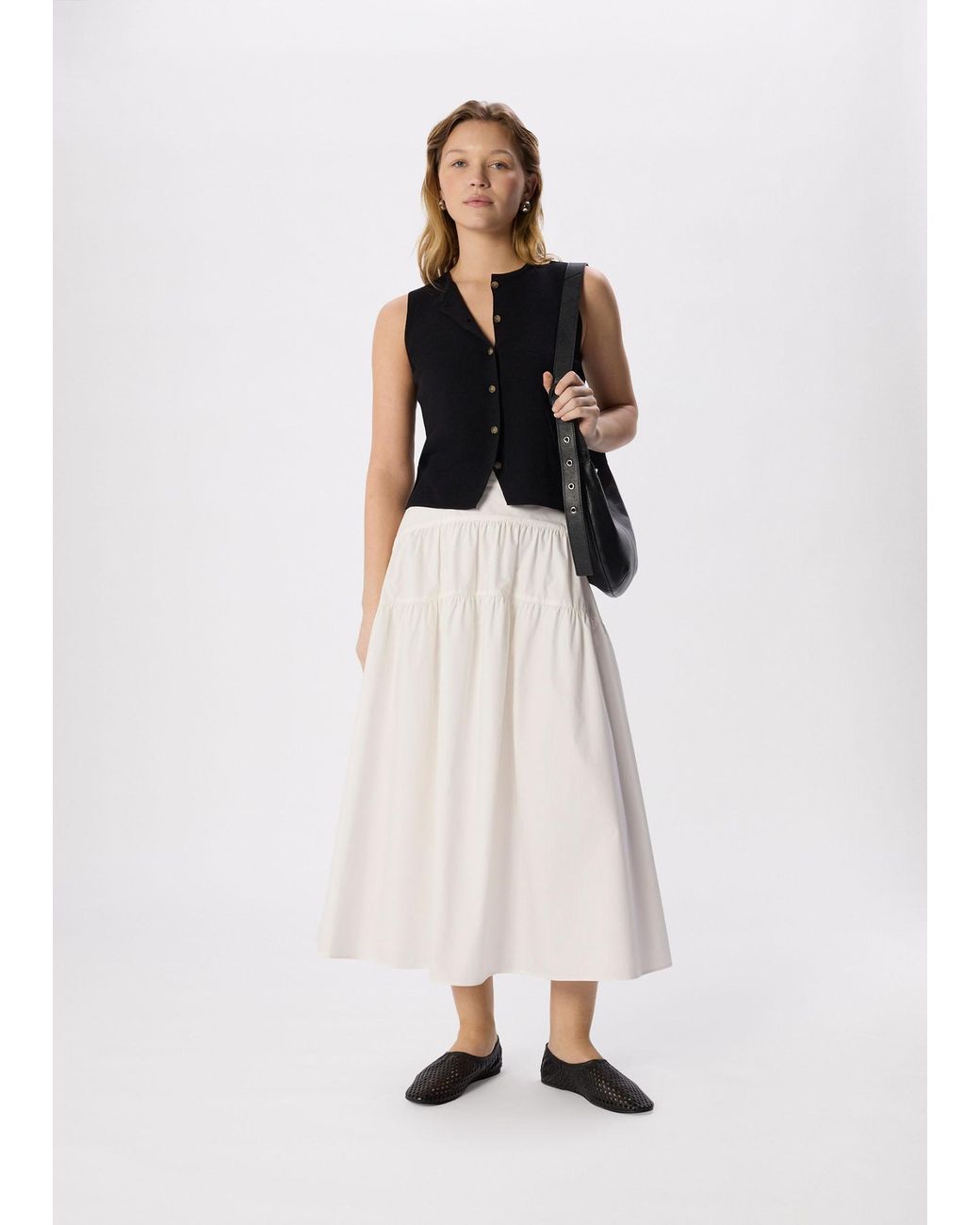 Whistles Black Lucy Button Front Knit Tank
