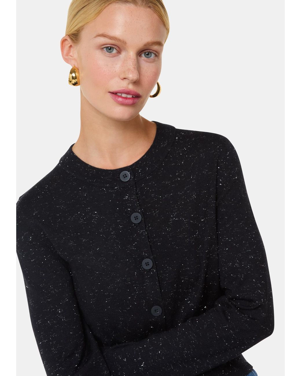Whistles Black Annie Sparkle Cardigan