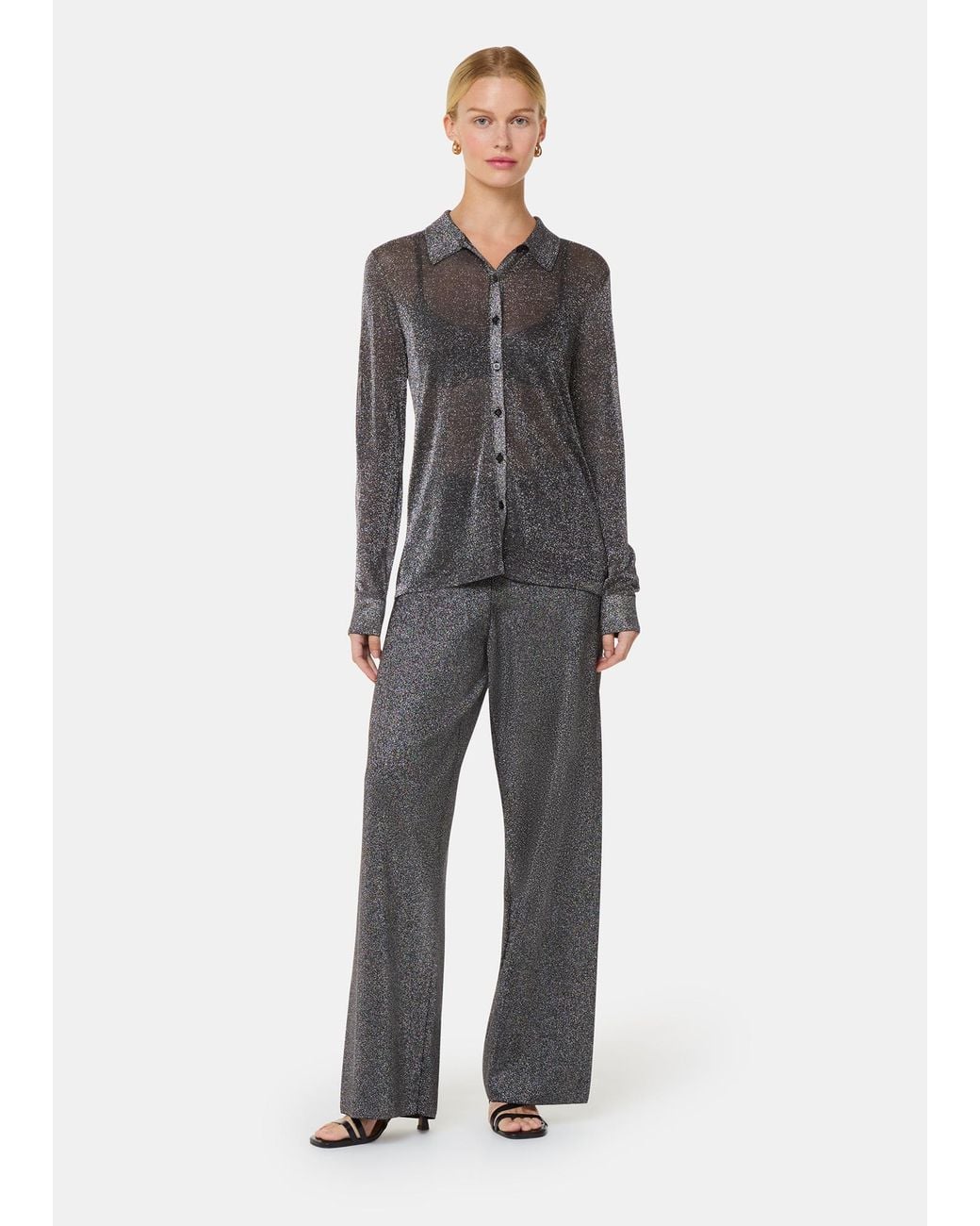Whistles Gray Sparkle Knitted Trouser