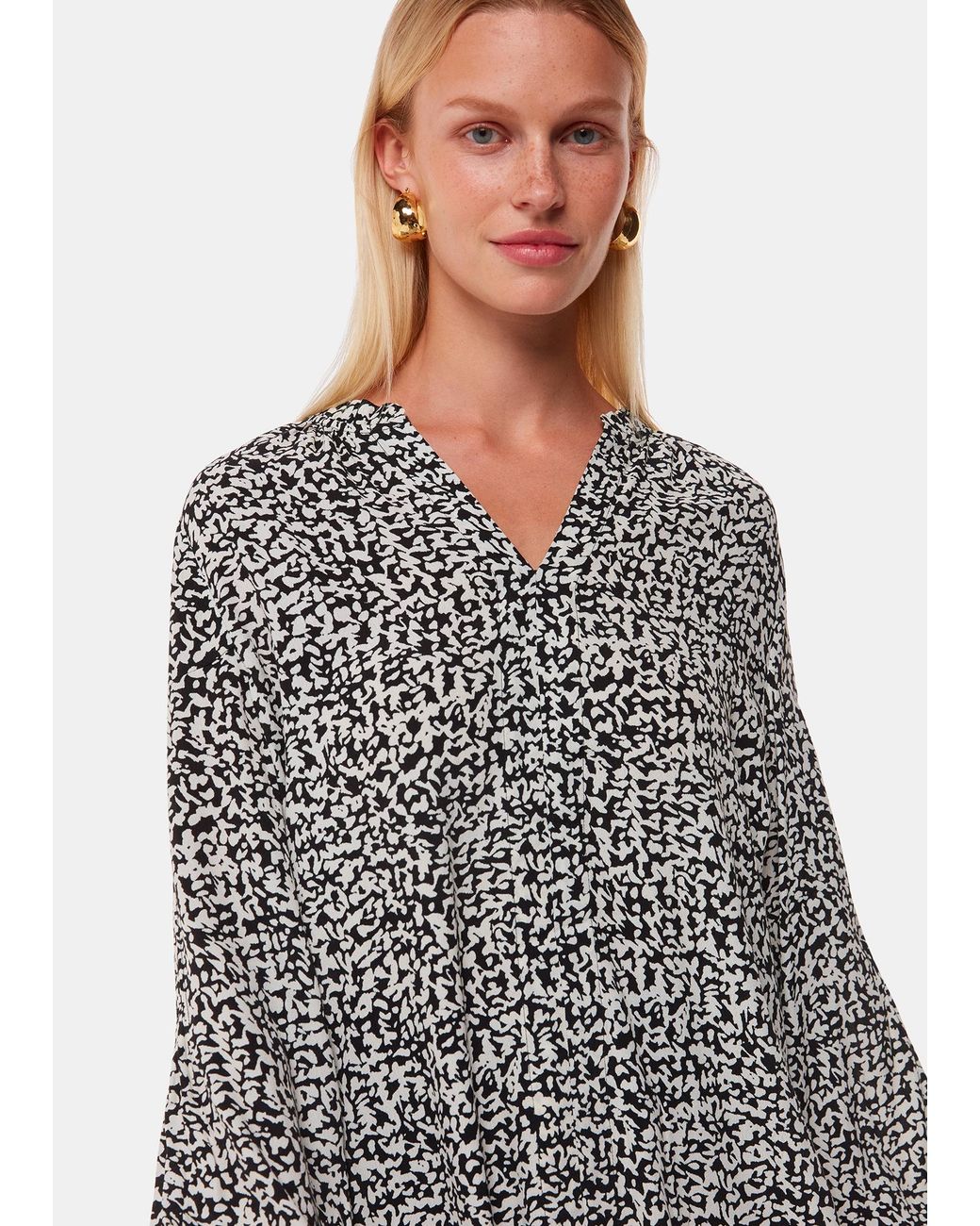 Whistles Gray Scribble Print Blouse