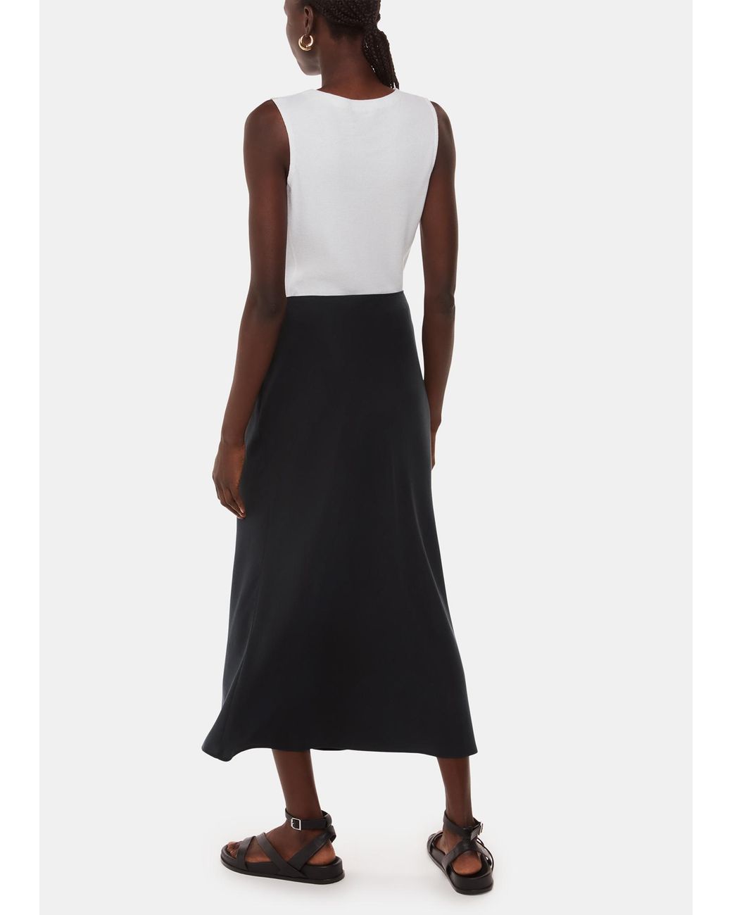 Whistles Black Louise Bias Cut Skirt