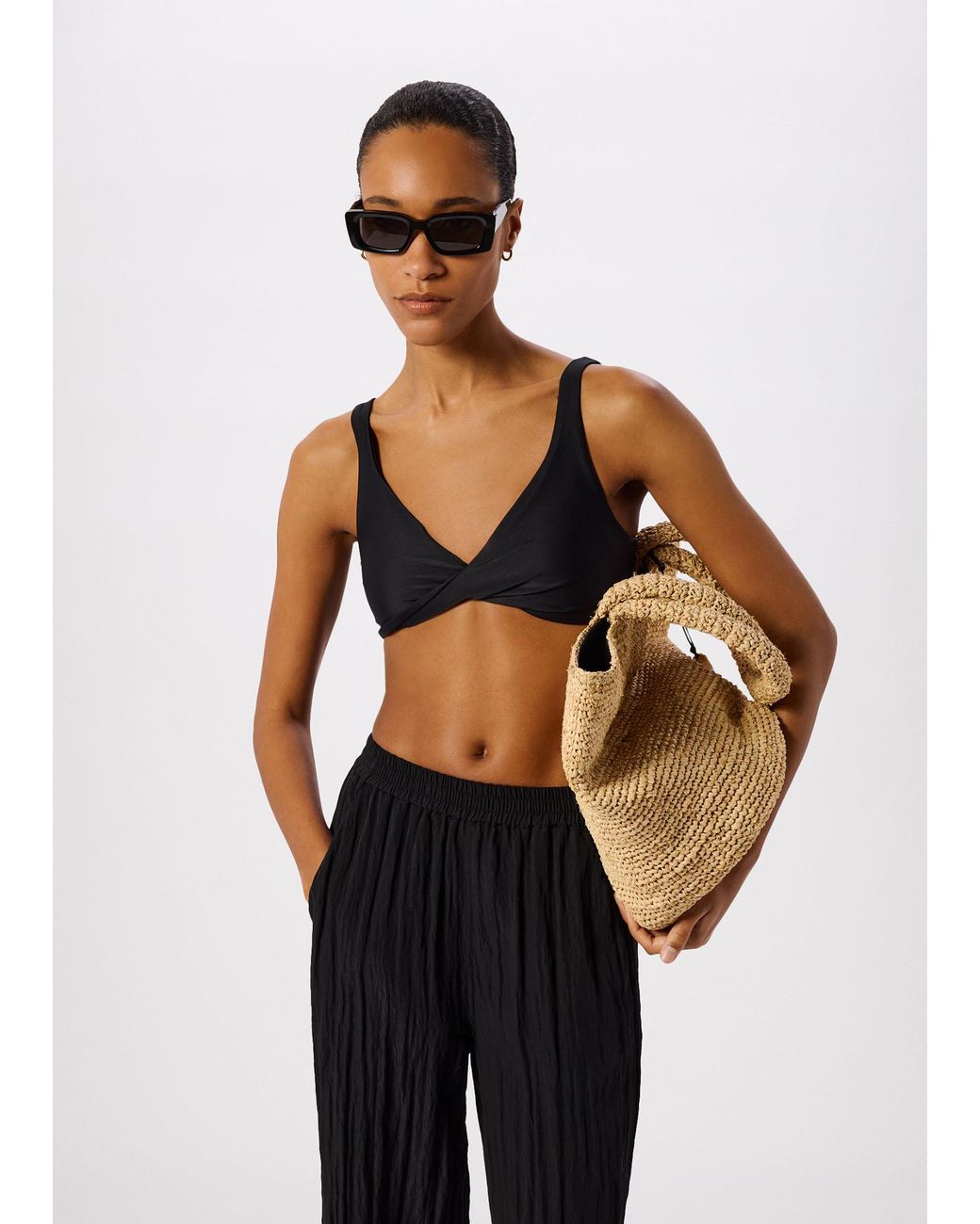 Whistles Black Twist Front Bikini Top