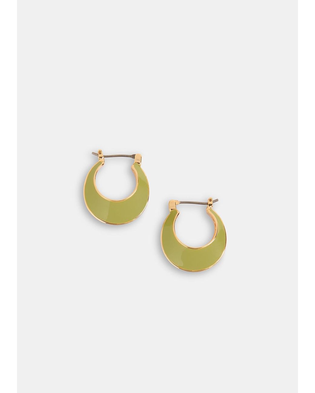 Whistles Green Enamel Curved Earring