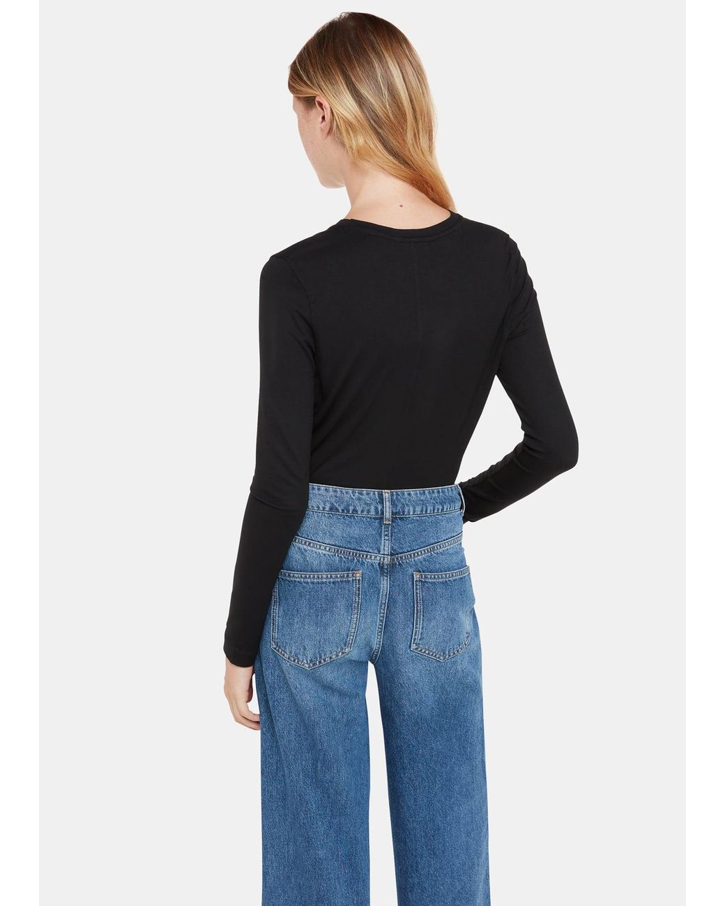 Whistles Blue Curve Seam Detail Top