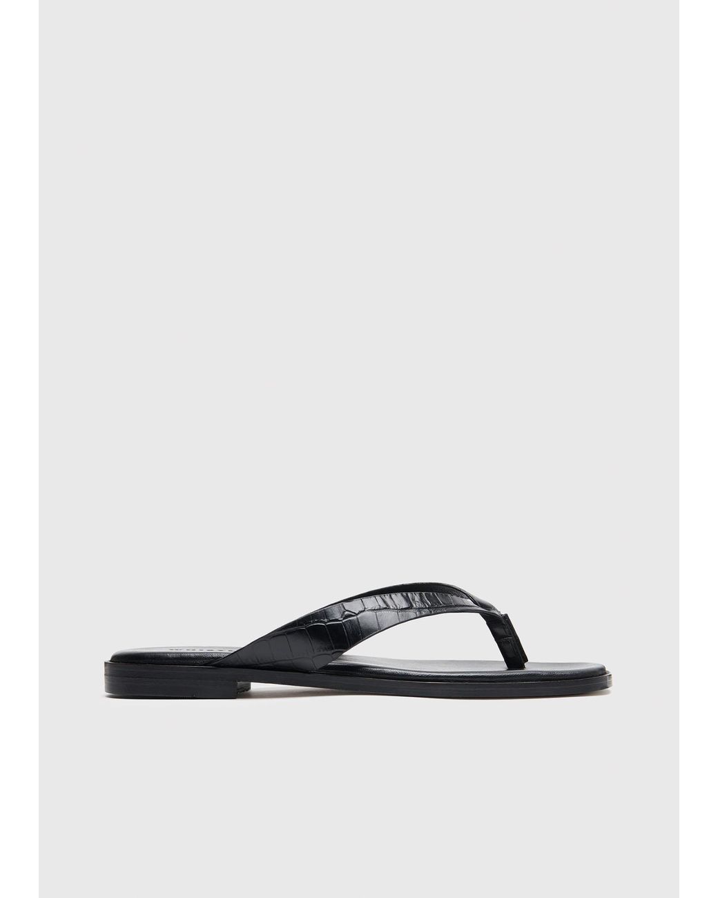 Whistles Black Croc Embossed Flip Flop