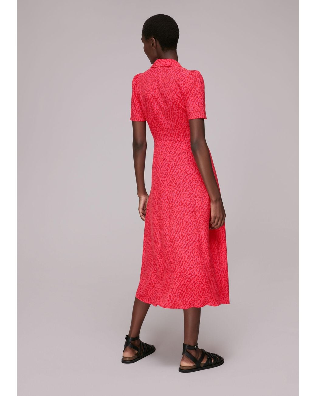 Whistles Pink Rowan Diagonal Print Dress