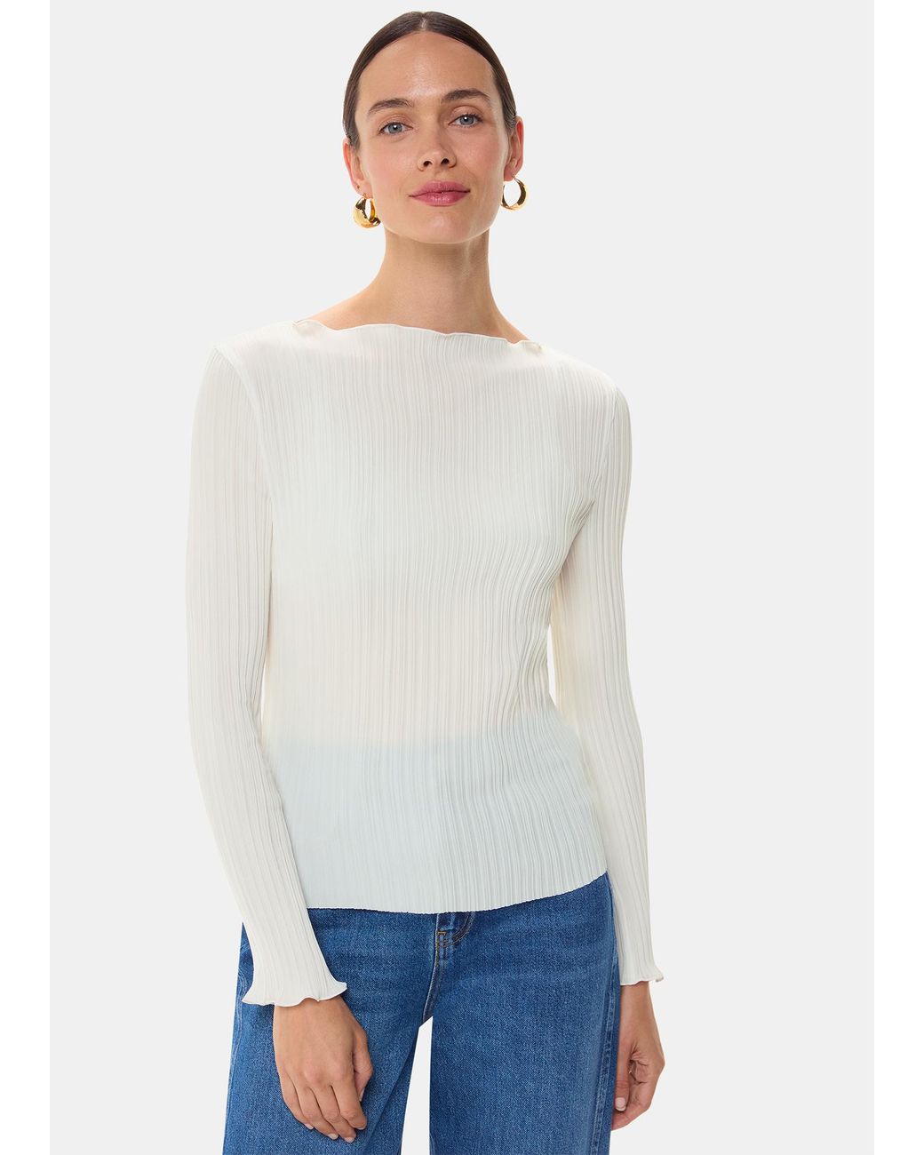 Whistles White Elsa Plisse Top