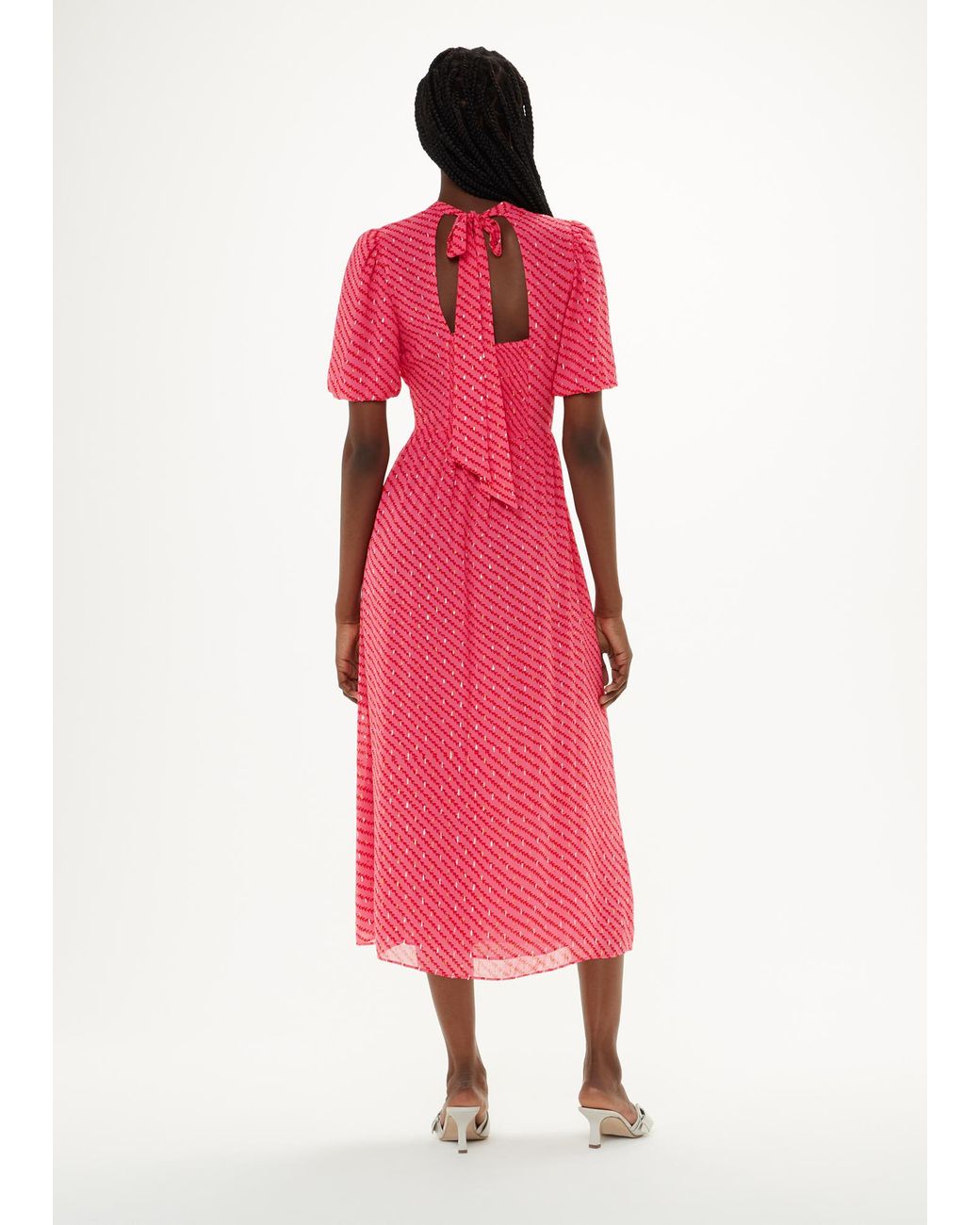 Whistles Red Diagonal Leaf Blair Dress