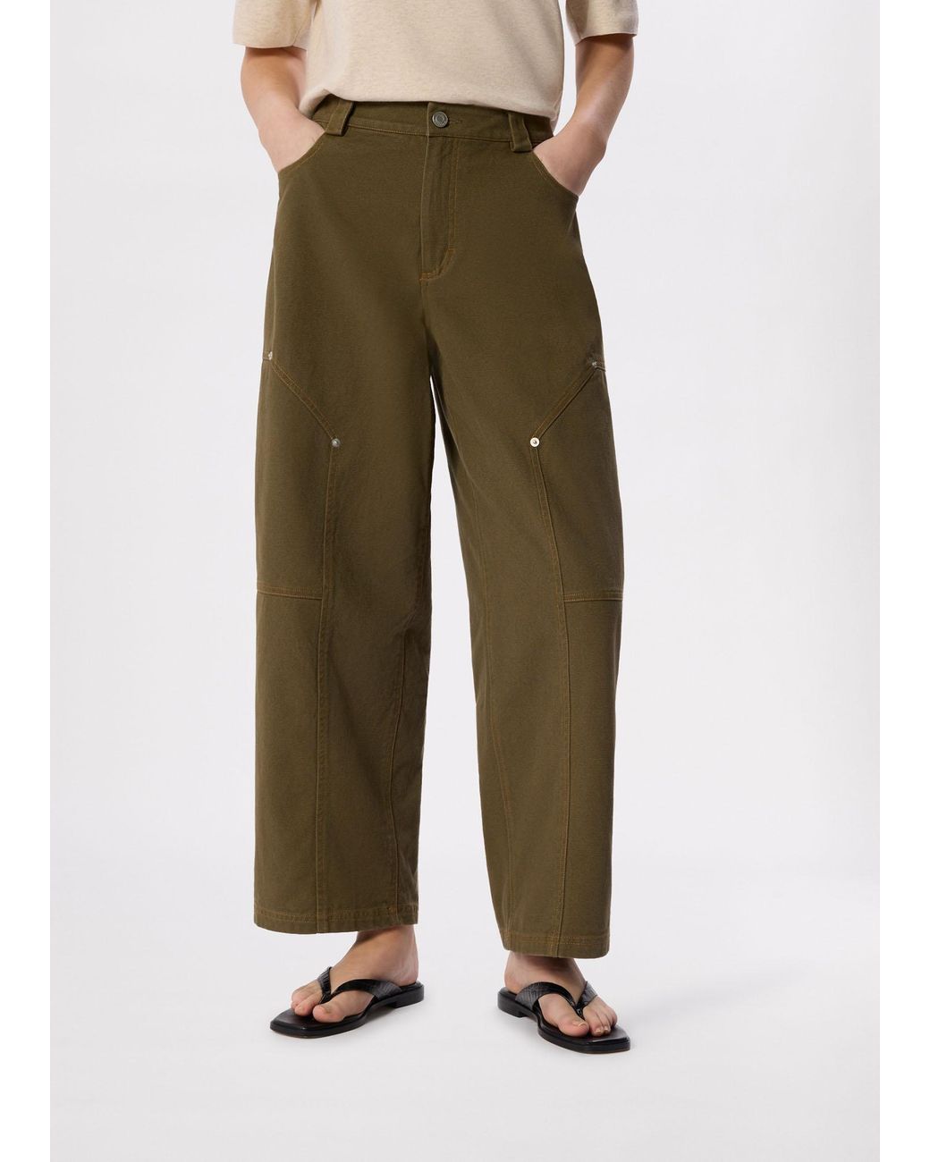 Whistles White Barrel Mid Rise Trouser
