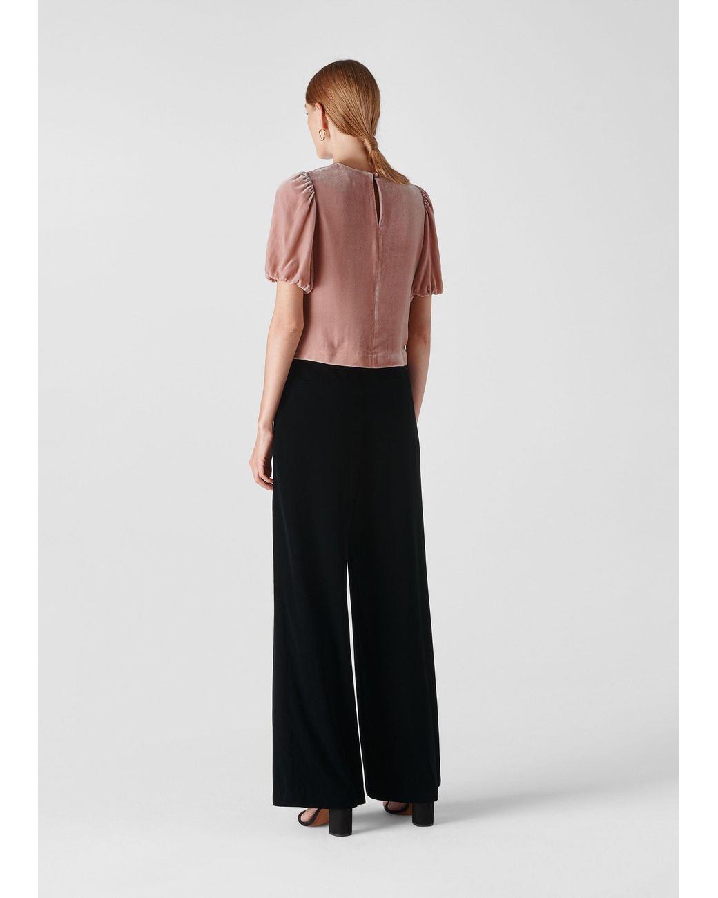 Whistles White Velvet Silk Mix Top