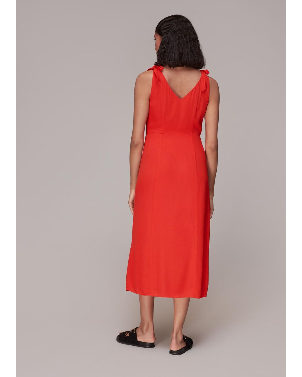 Whistles Red Hanna Tie Shoulder Dress