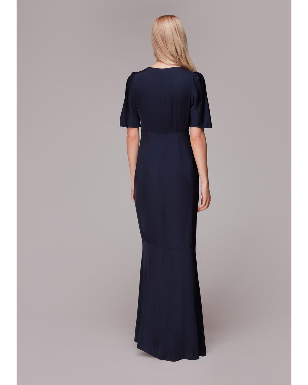 Whistles Blue Simone Satin Maxi Dress