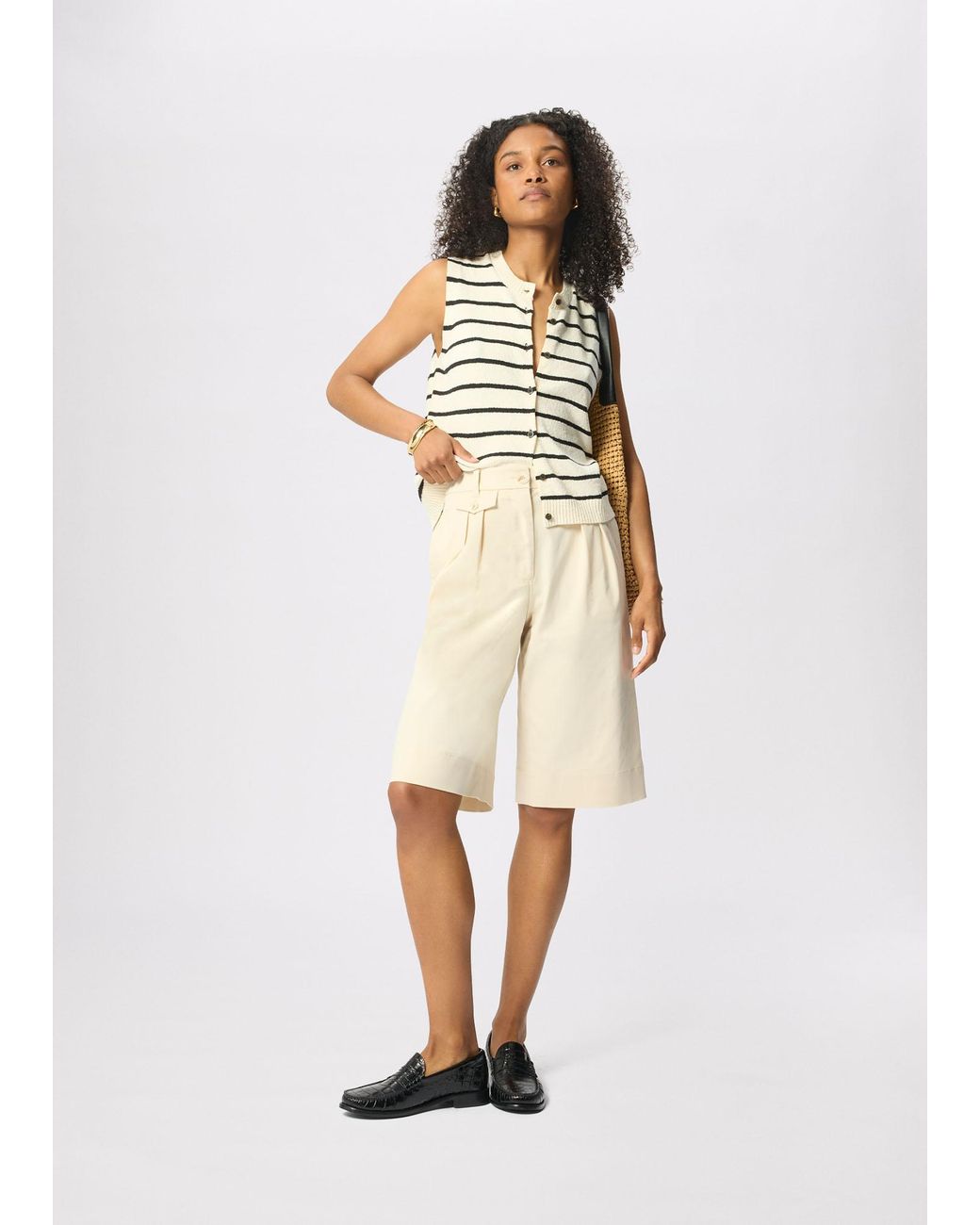 Whistles White Cotton Bermuda Short