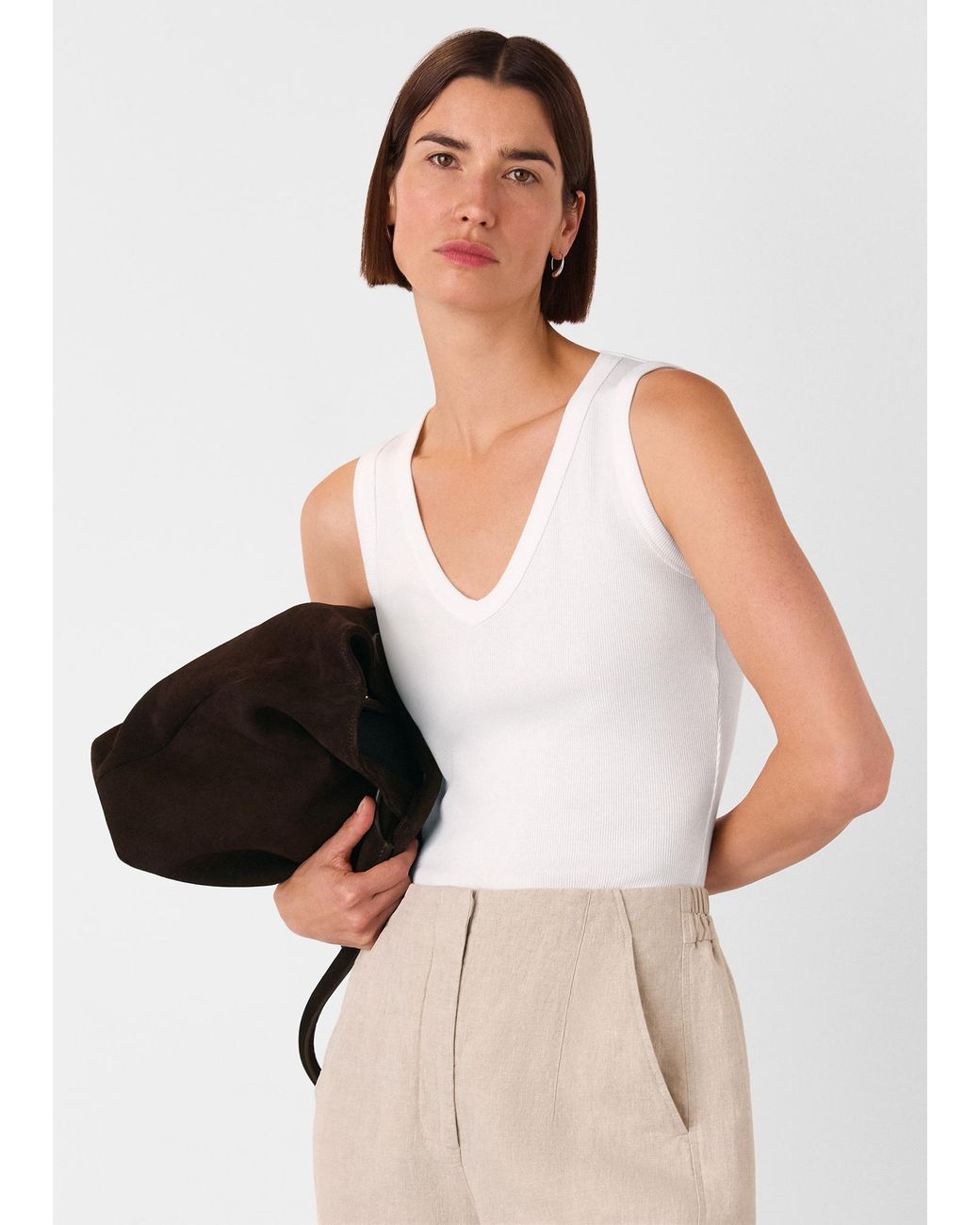 Whistles White Ellis V Neck Jersey Vest