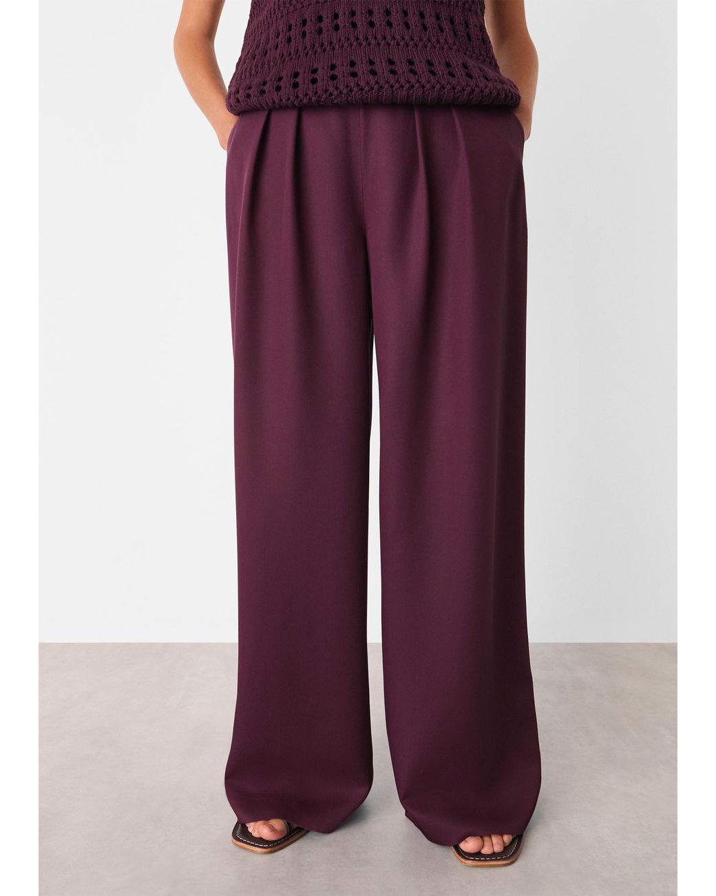 Whistles Purple Pleat Front Relaxed Trouser