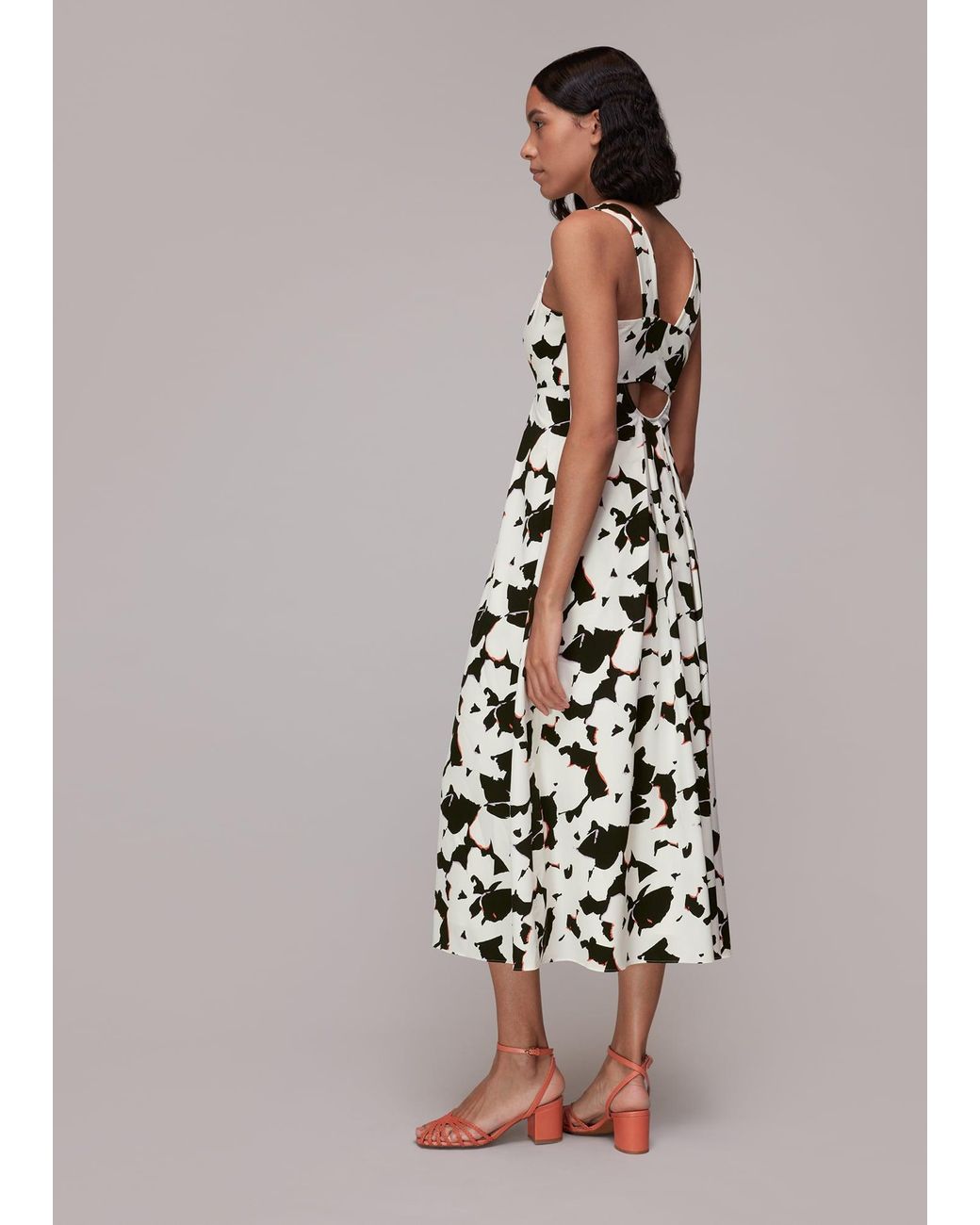 Whistles White Silhouette Floral V Neck Dress
