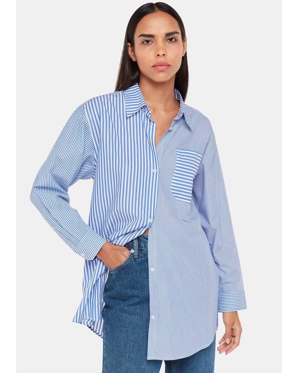 Whistles Blue Millie Stripe Oversized Shirt