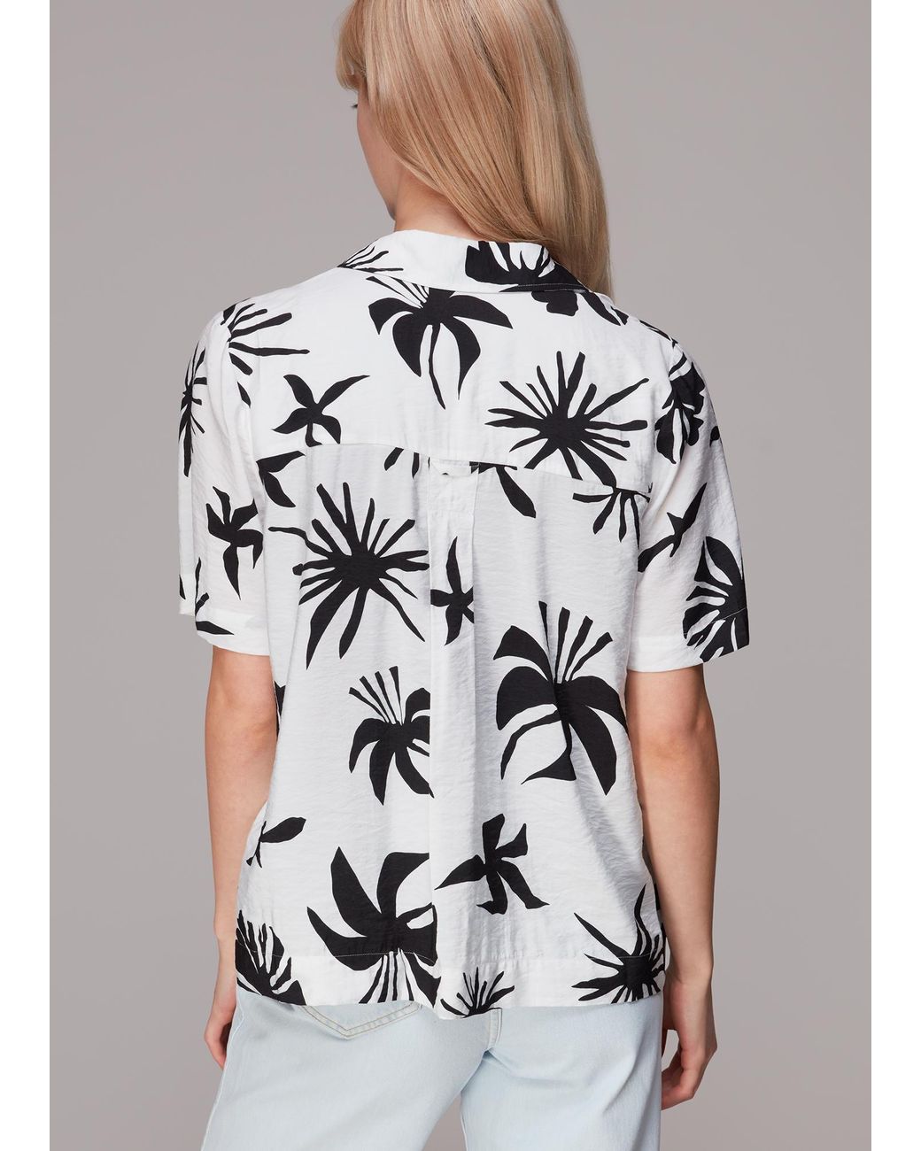 Whistles Gray Collaged Star Bowling Shirt