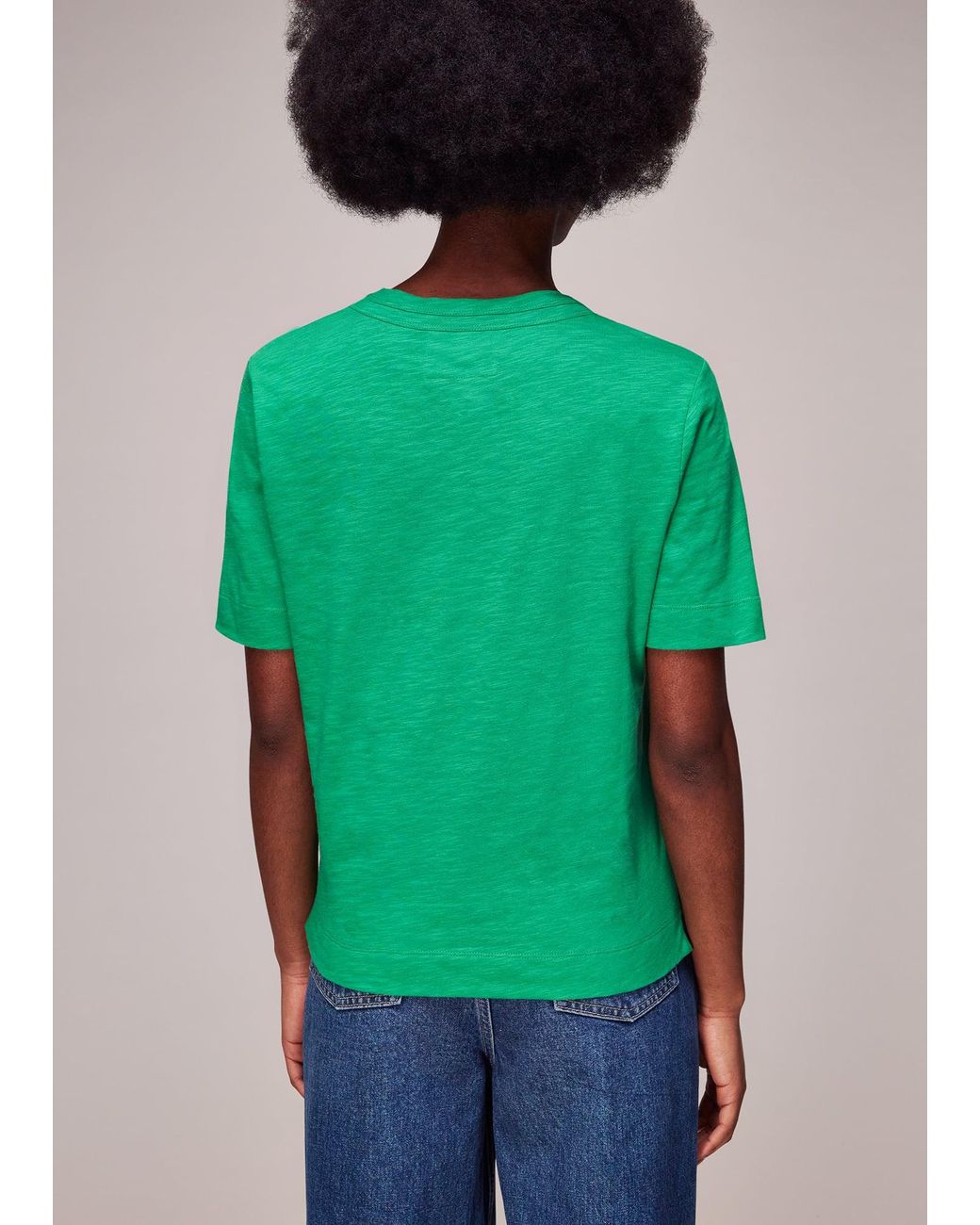 Whistles Green Rosa Double Trim Tee