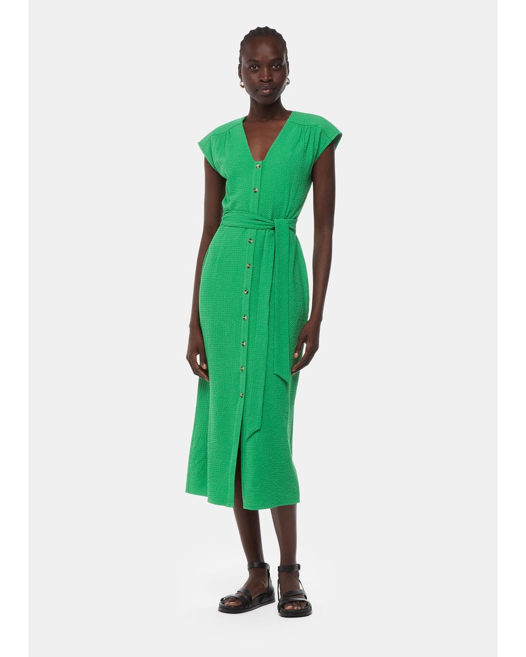 Whistles Green Misty Midi Dress