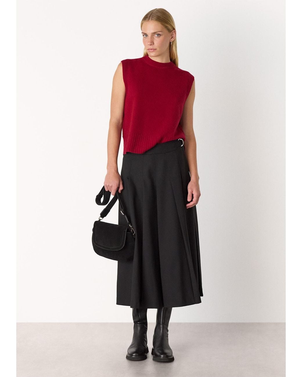 Whistles Red Wool Sleeveless Tank
