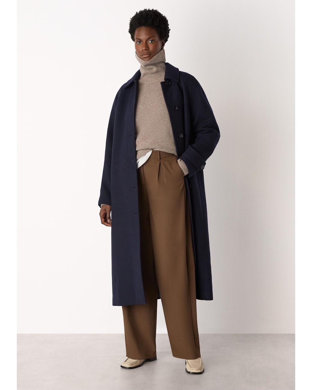 Whistles Natural Wool Roll Curved Hem Knit