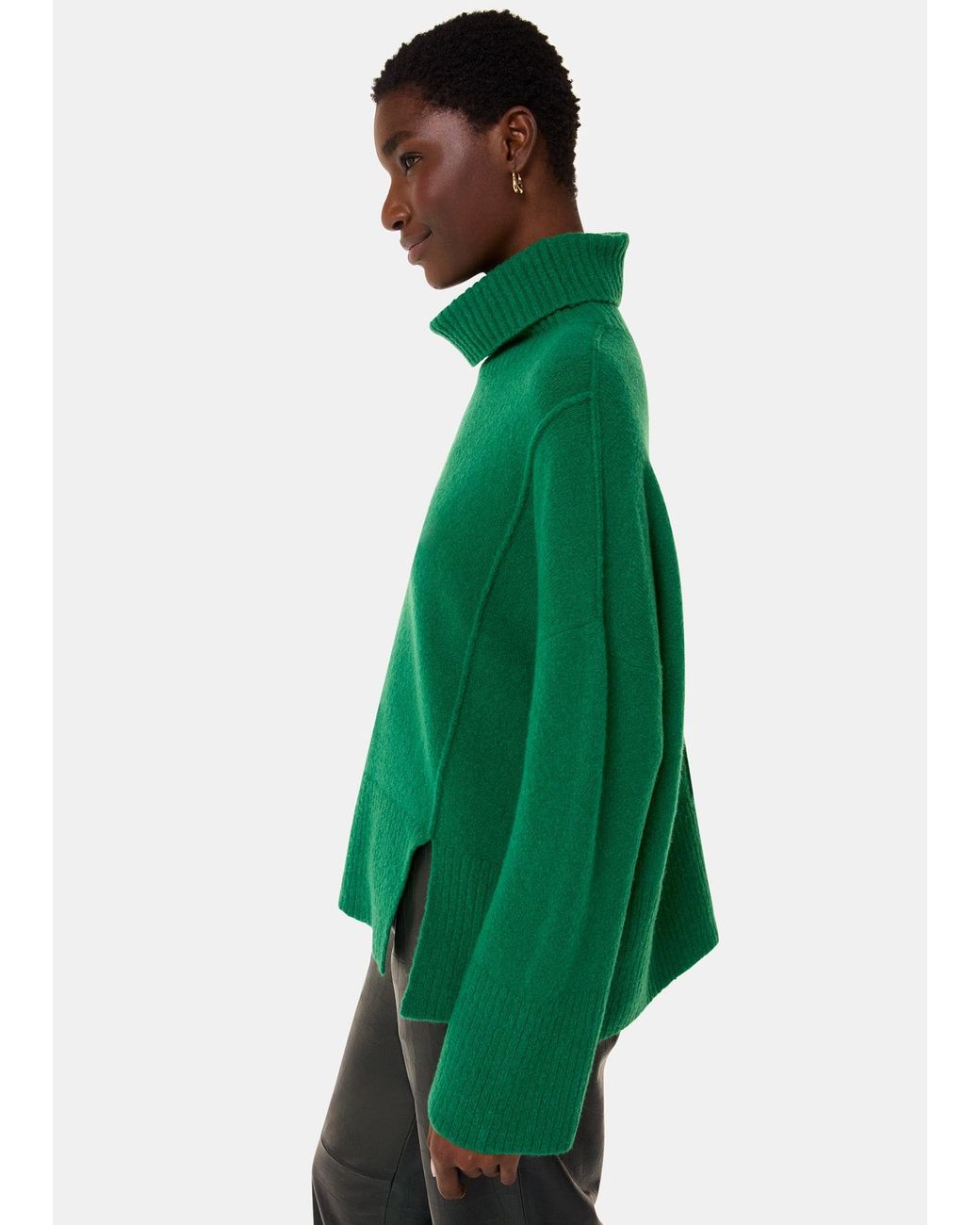 Whistles Green Wool Mix Roll Neck Knit