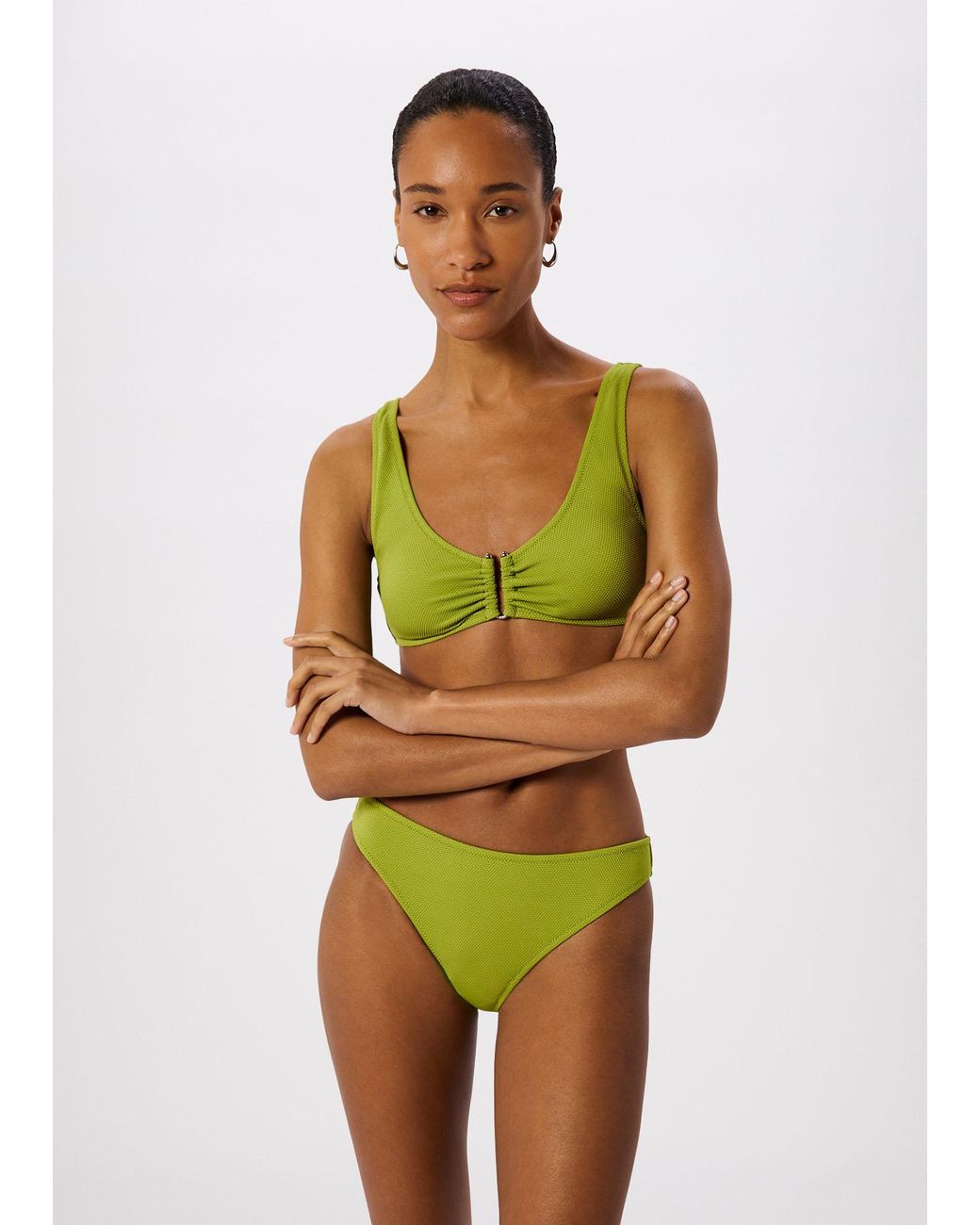 Whistles Green Textured Ring Bikini Top