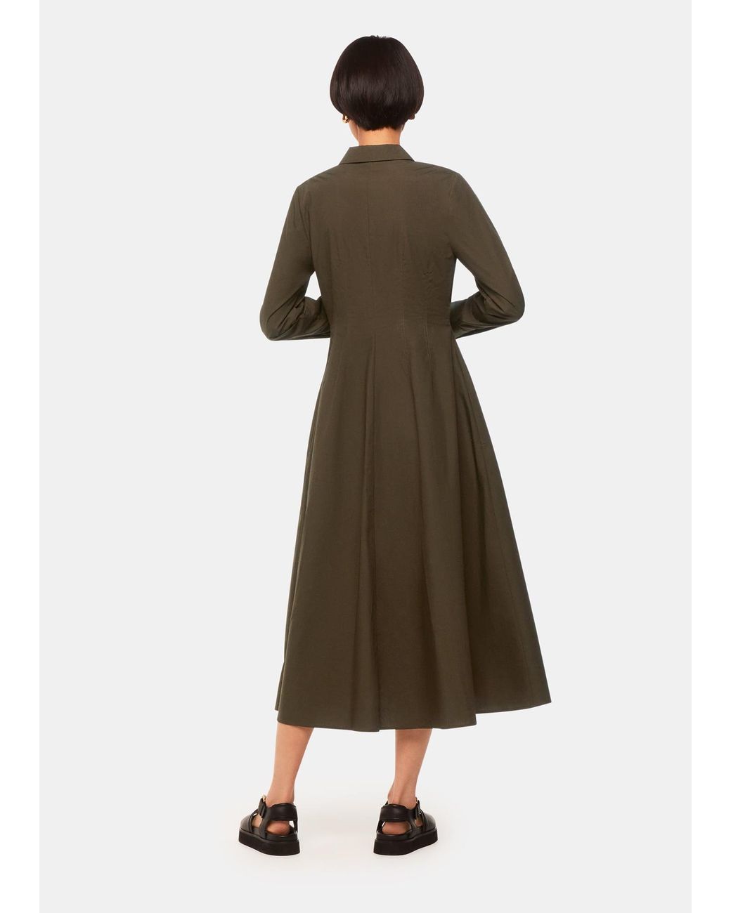 Whistles Green Jean Poplin Shirt Dress