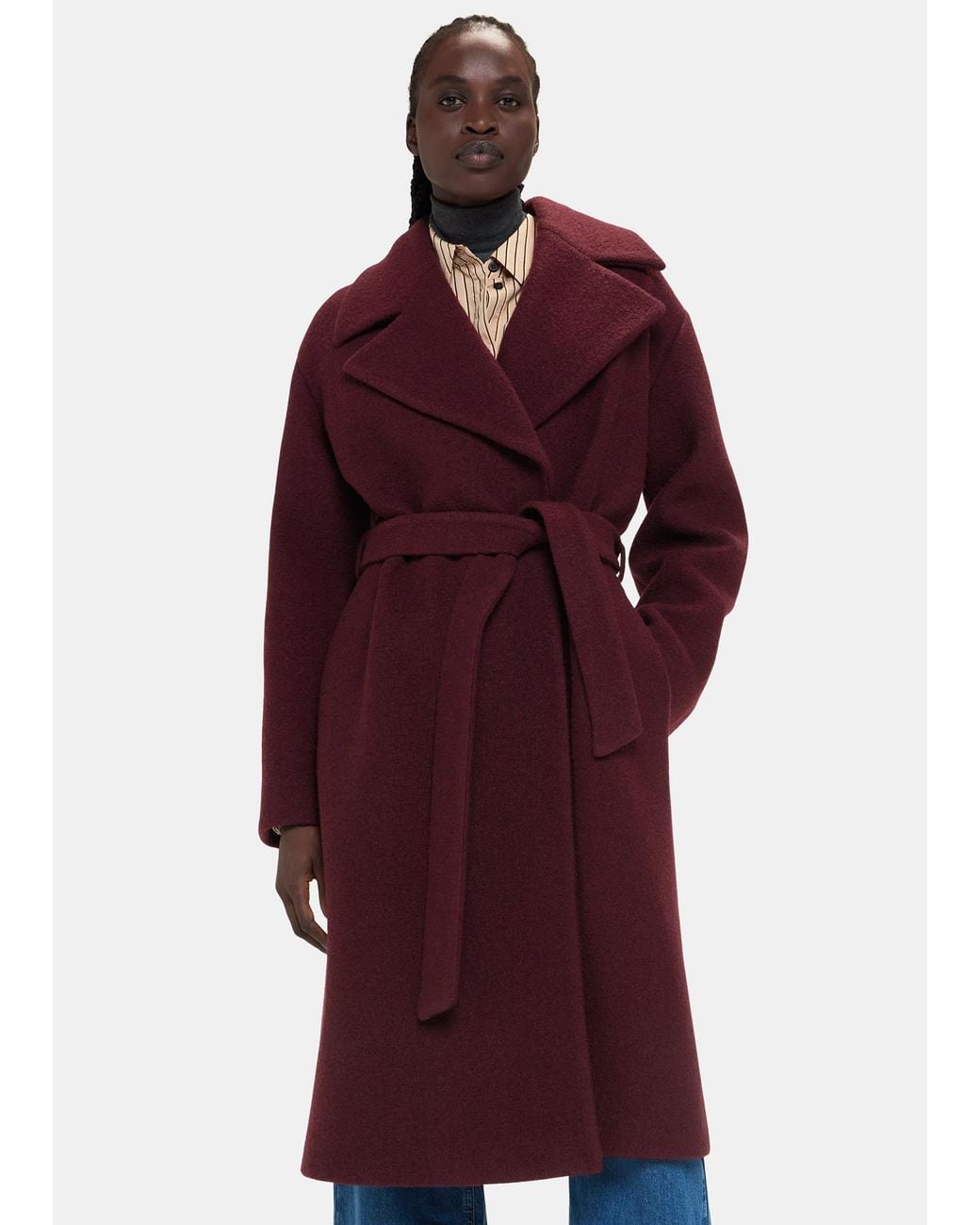 Whistles Red Lorna Wrap Wool Coat