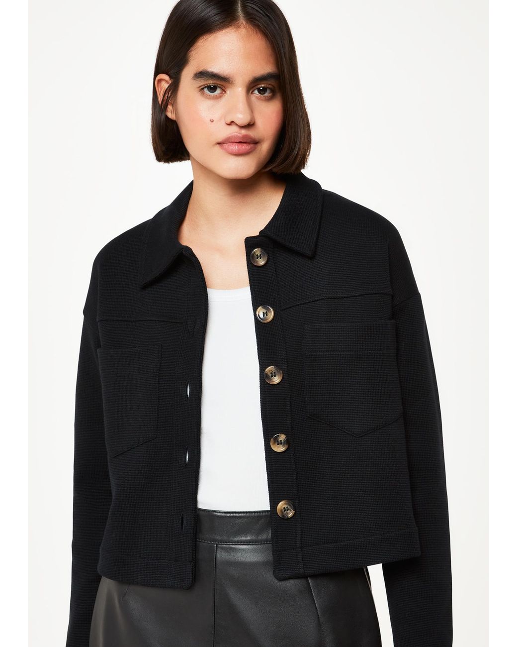 Whistles Black Utility Jersey Jacket