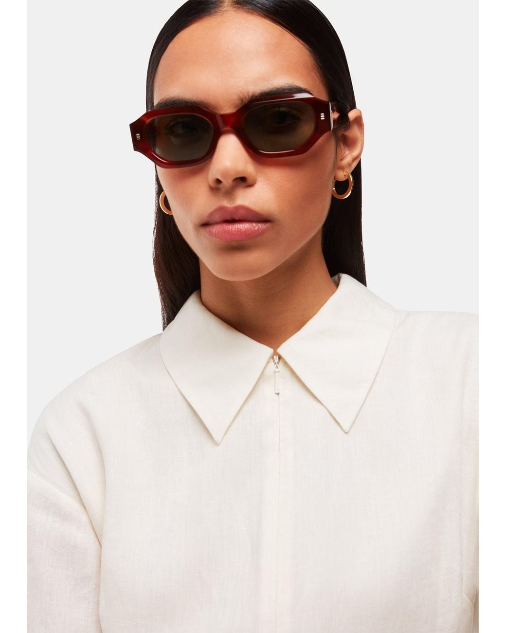 Whistles White Flat Hoop Earring