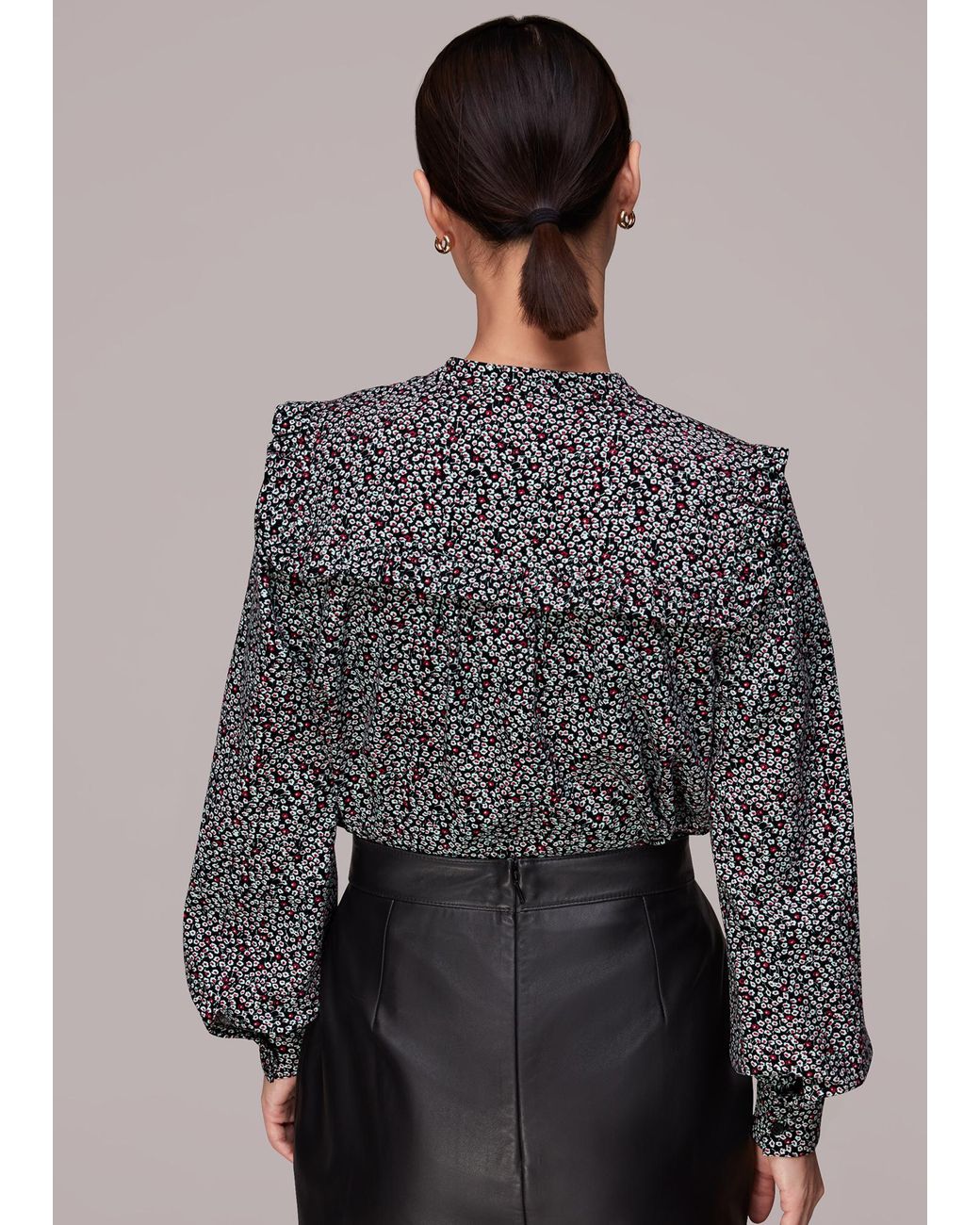 Whistles Gray Micro Bud Bella Blouse
