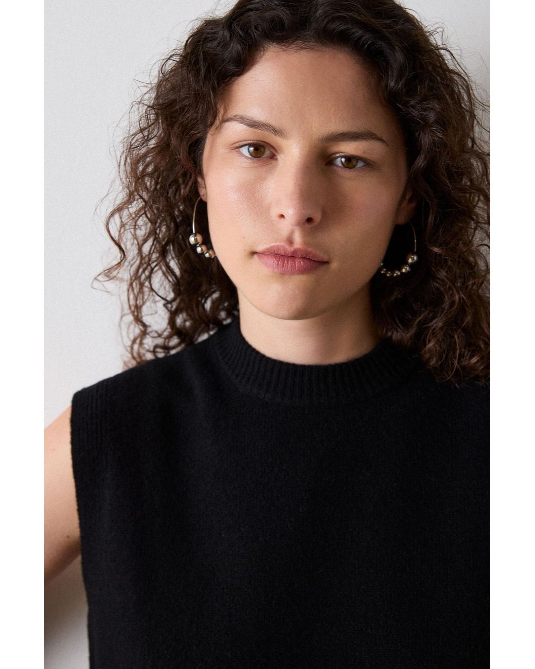 Whistles Black Wool Sleeveless Tank