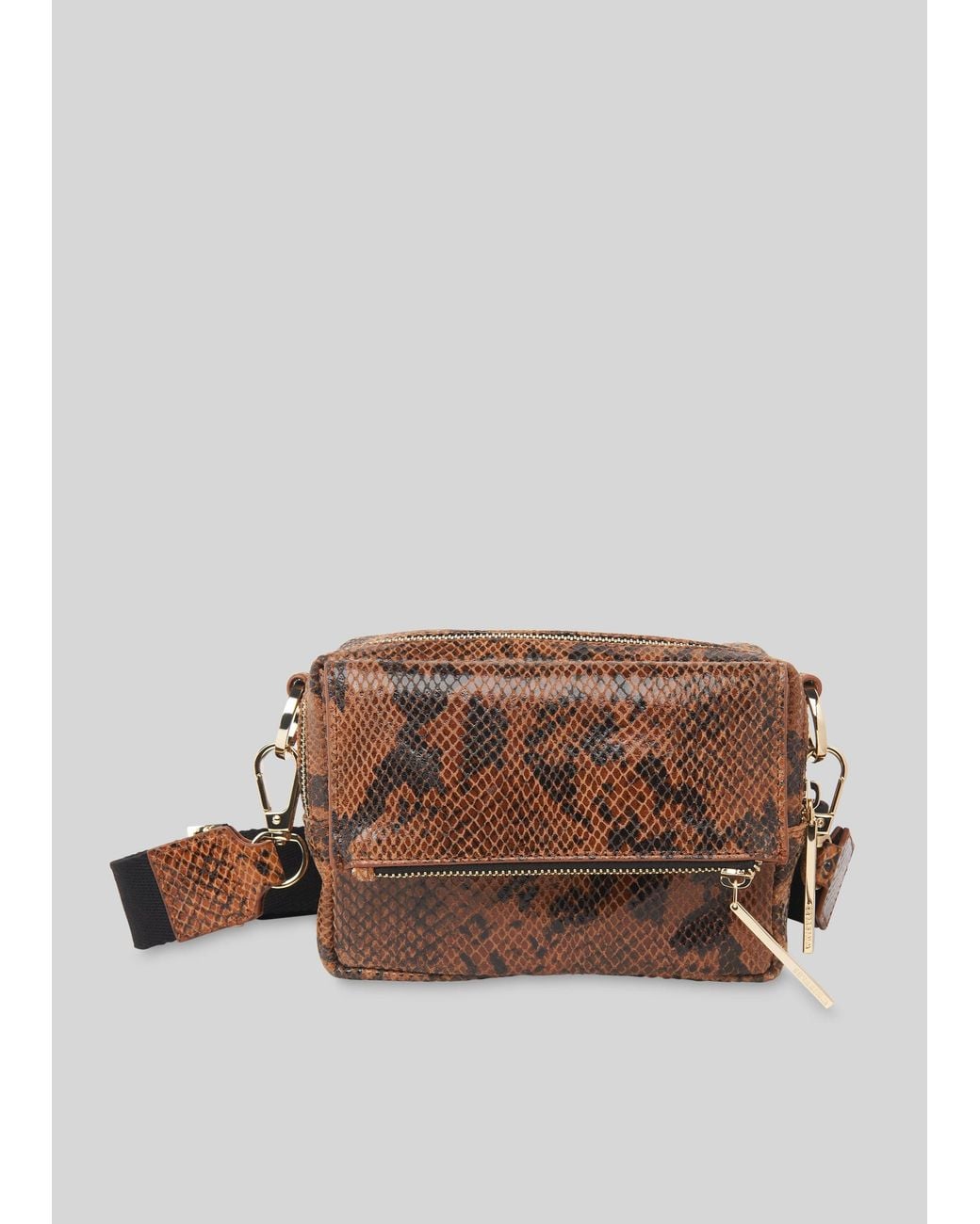 Whistles Brown Bibi Snake Crossbody Bag