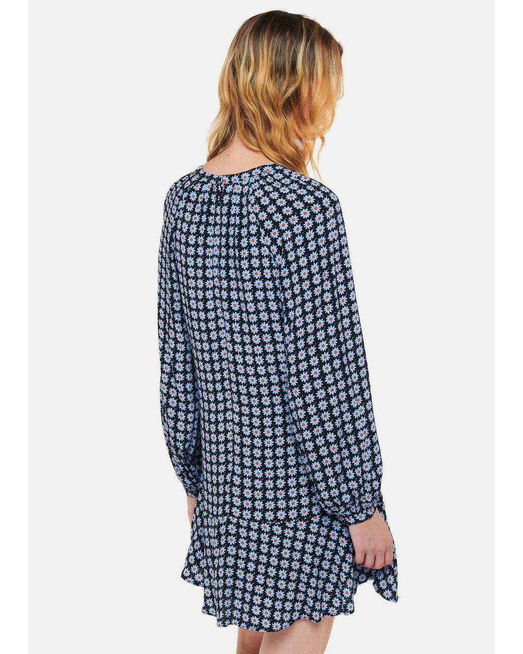 Whistles Blue Floral Dot Flippy Dress