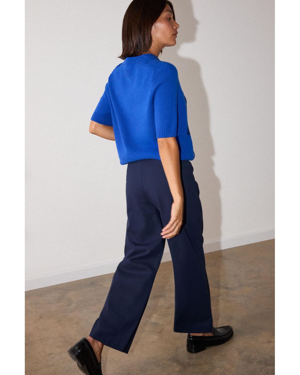 Whistles Blue Camilla Wide Leg Trouser