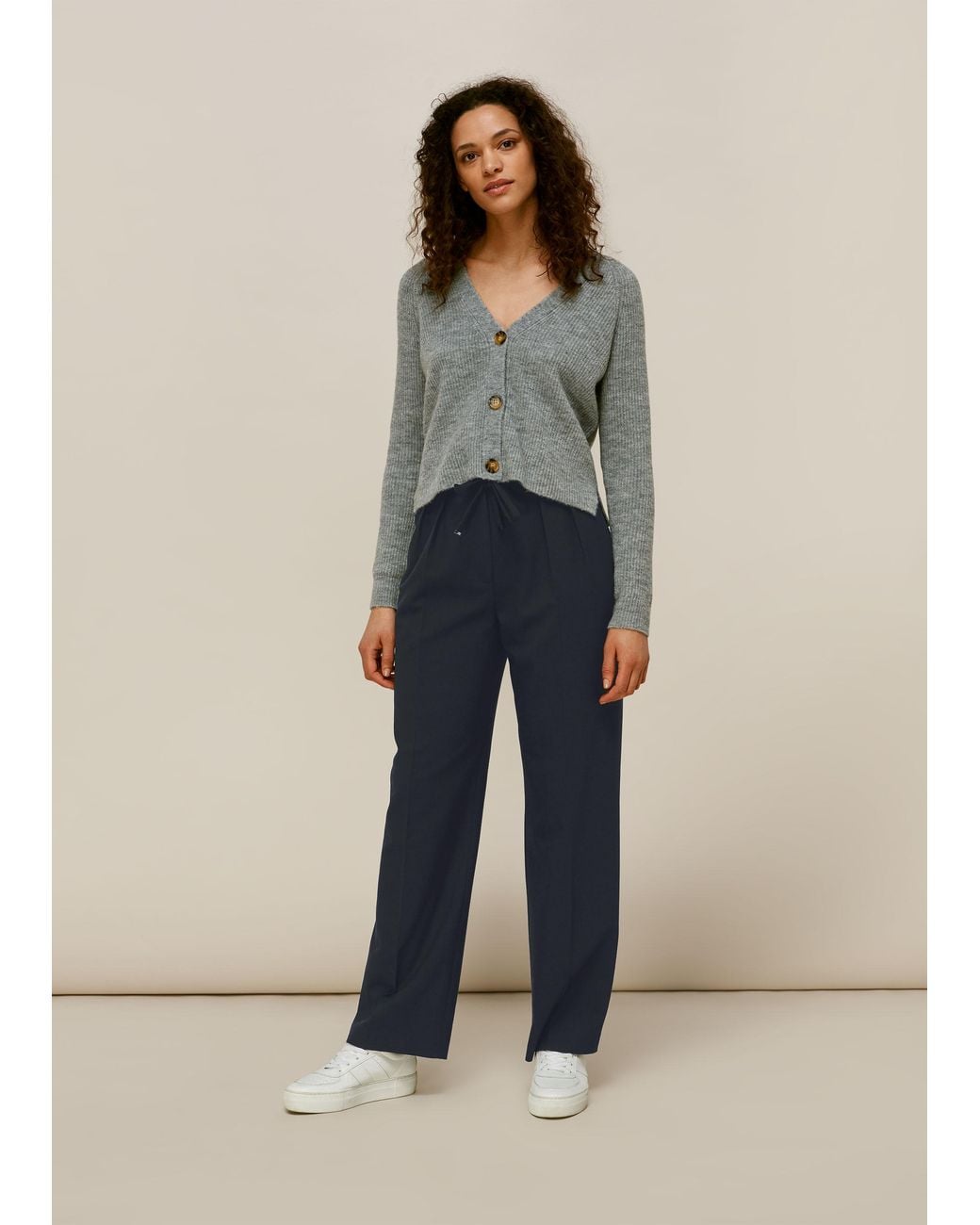 Whistles Blue Drawstring Tapered Trouser