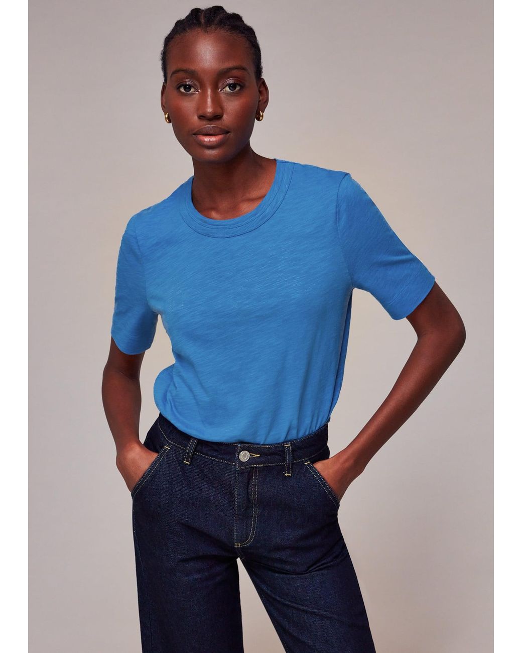 Whistles Blue Rosa Double Trim T Shirt