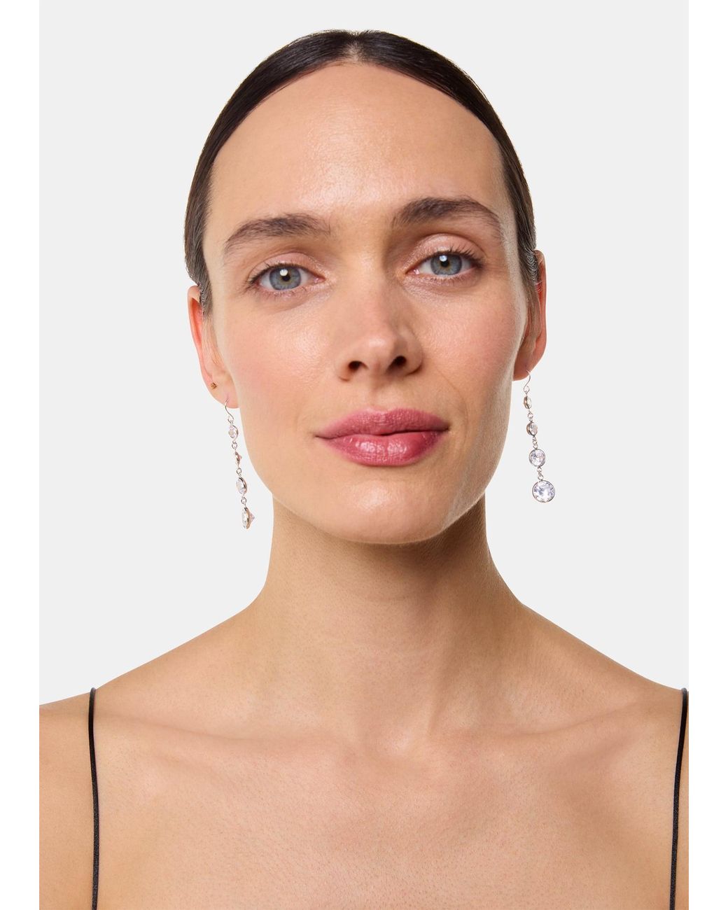Whistles Metallic Clear Gem Drop Earring