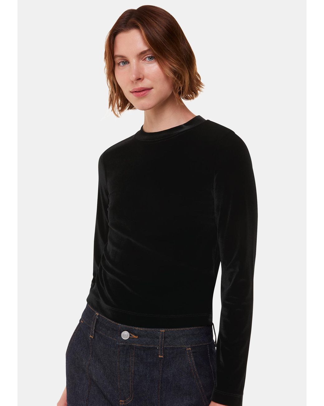 Whistles Black Olivia Velvet Top