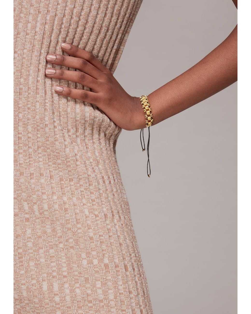 Whistles Gray Beaded Cord Bracelet