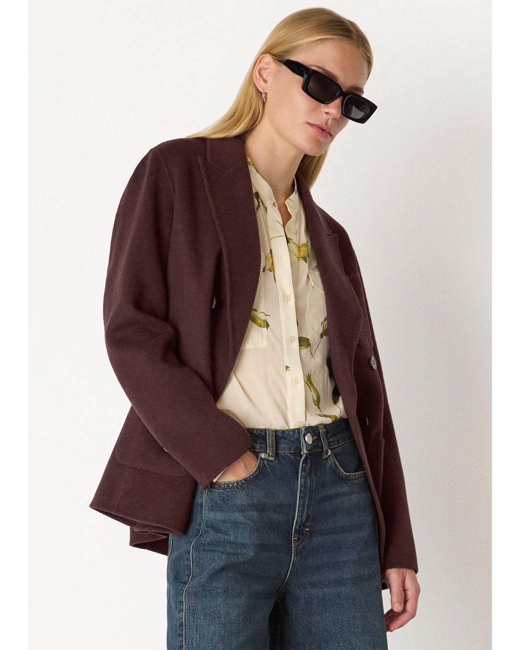 Whistles Blue Wool Blazer Coat