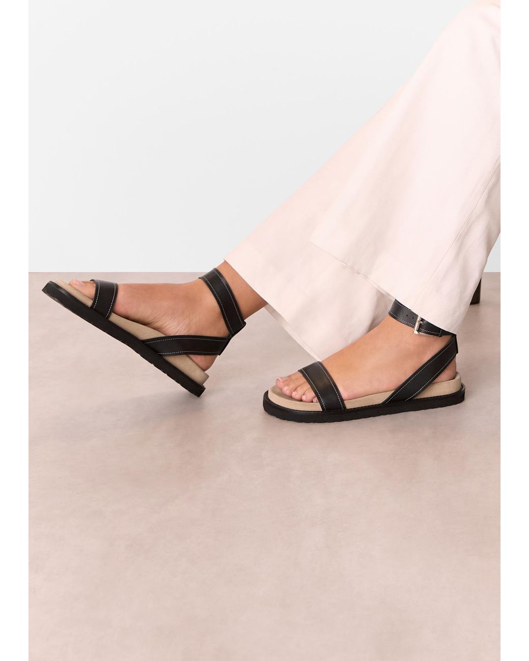 Whistles Natural Ottie Contrast Stitch Sandal