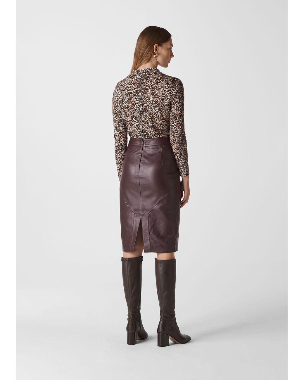 Whistles White Kel Leather Pencil Skirt