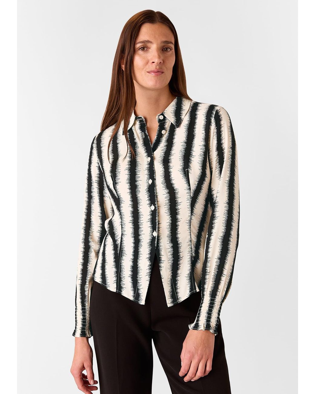 Whistles White Hazy Stripe Fitted Shirt