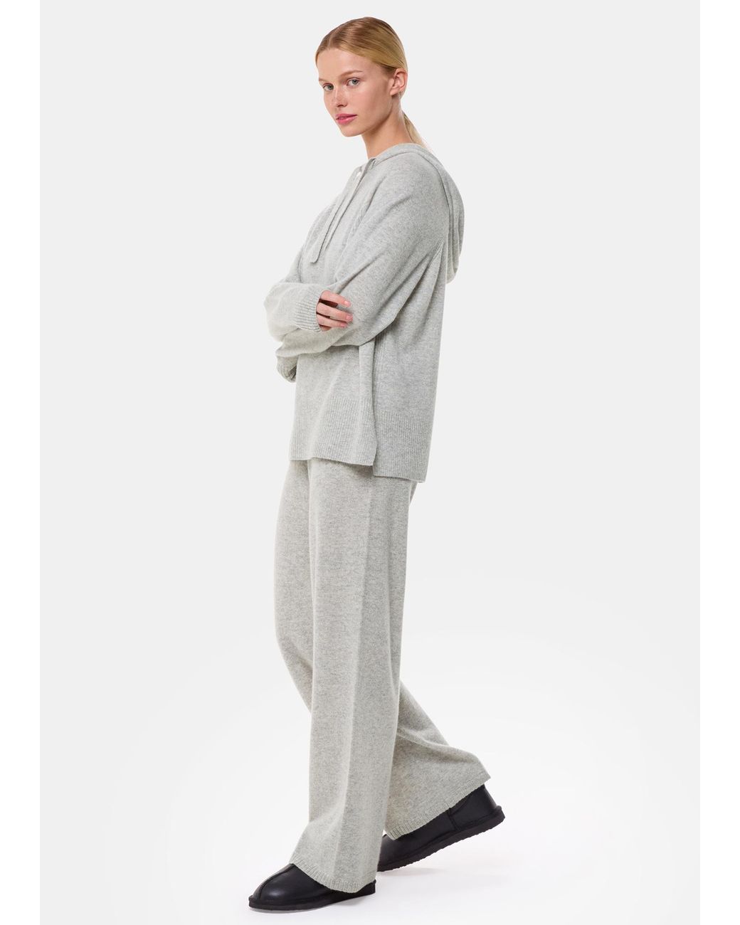 Whistles Gray Cashmere Straight Leg Jogger