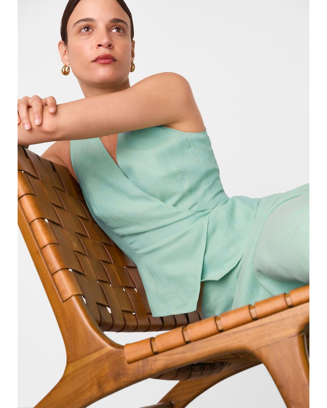 Whistles Green Wrap Front Tie Waistcoat